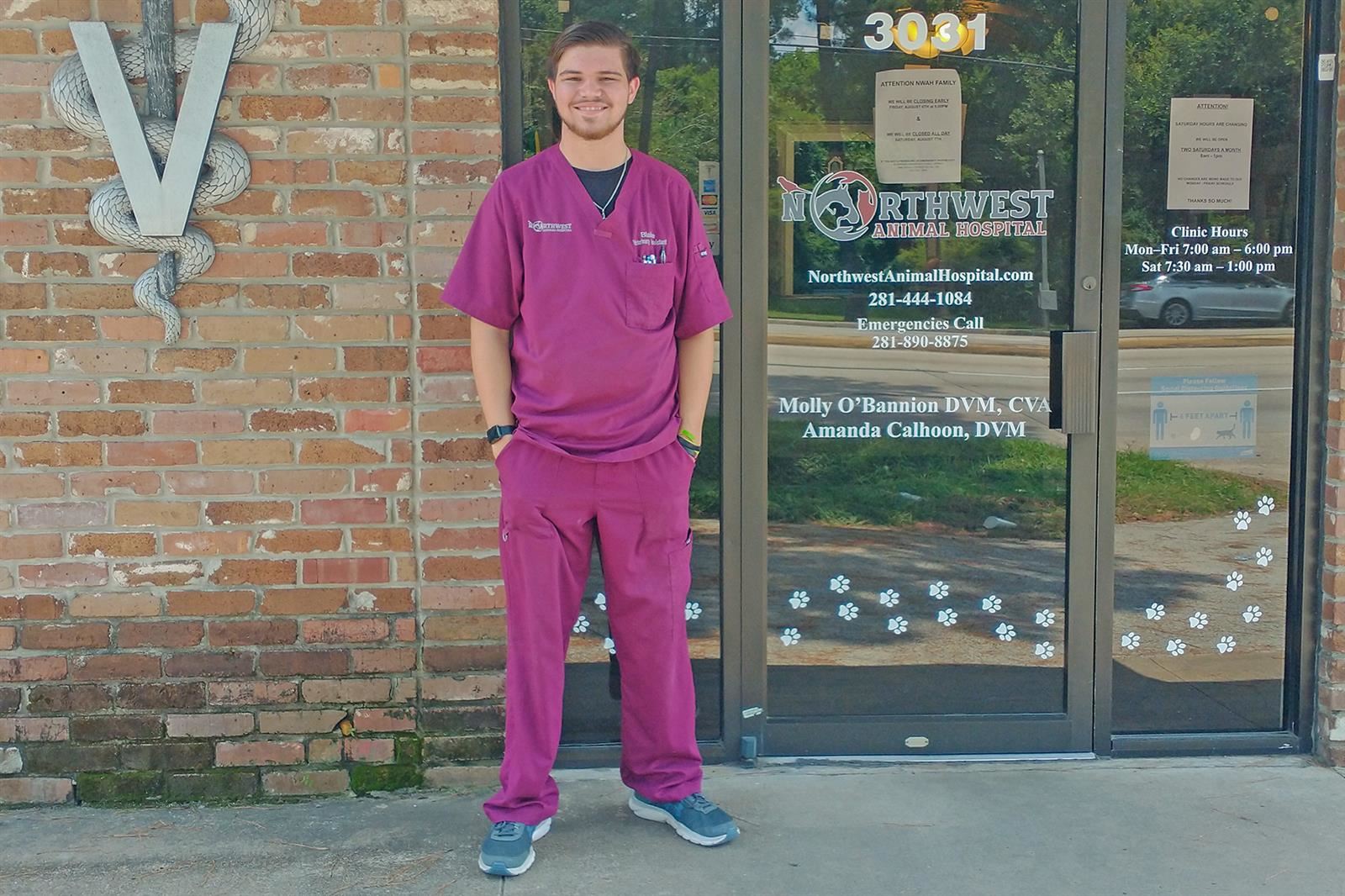 Cypress Creek High School graduate Blake Schmaeling worked at Lakewood Forest Veterinary Hospital under Dr. Sylvia Borland.